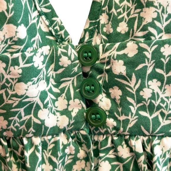 TOPSHOP Blouse Bitsy Green Floral Peplum Shirt Top Cutout Tie Back Plunge Neck - Picture 8 of 14